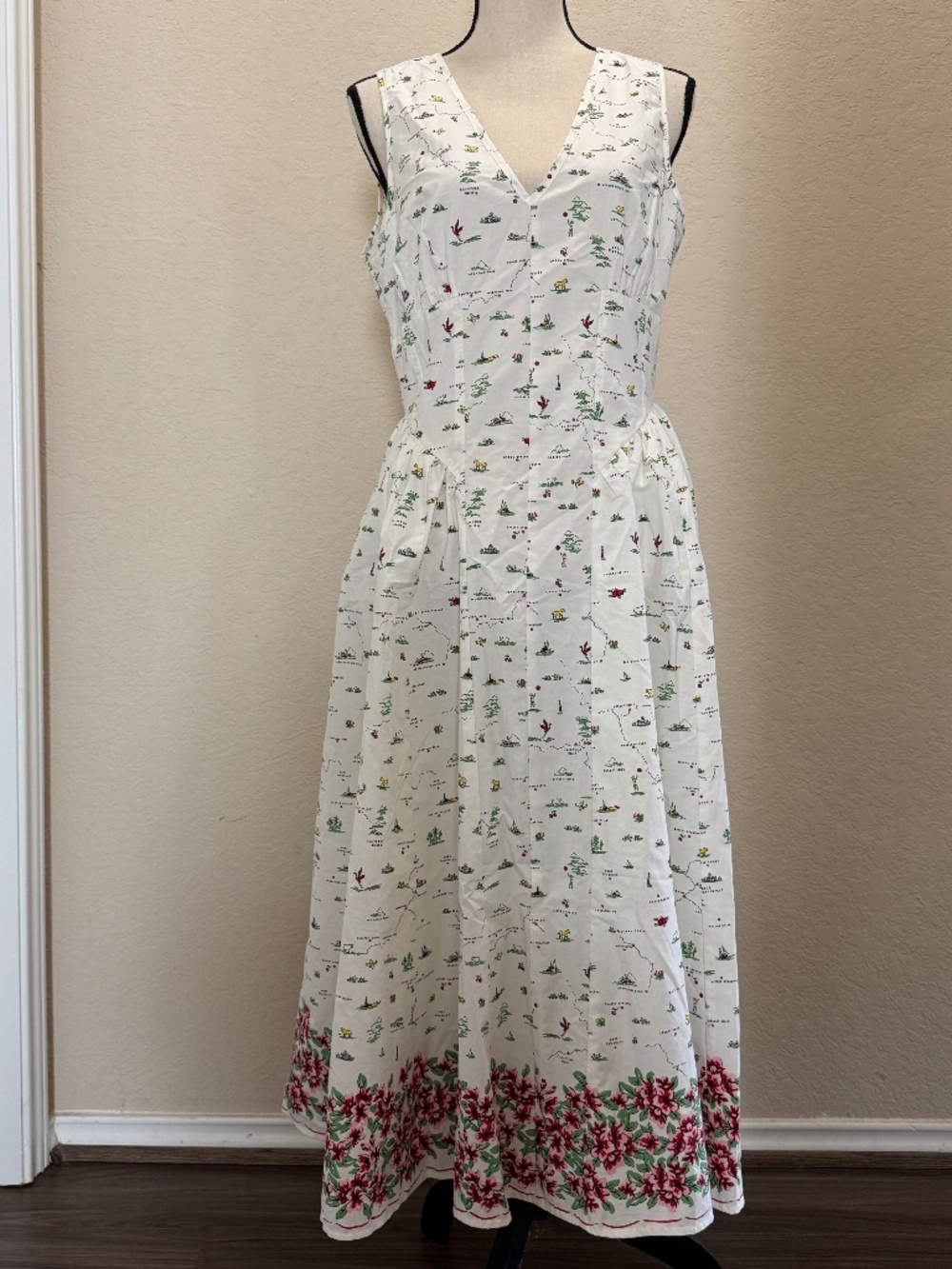 NEW J.Crew V-Neck Dress in Map Print Size 8
